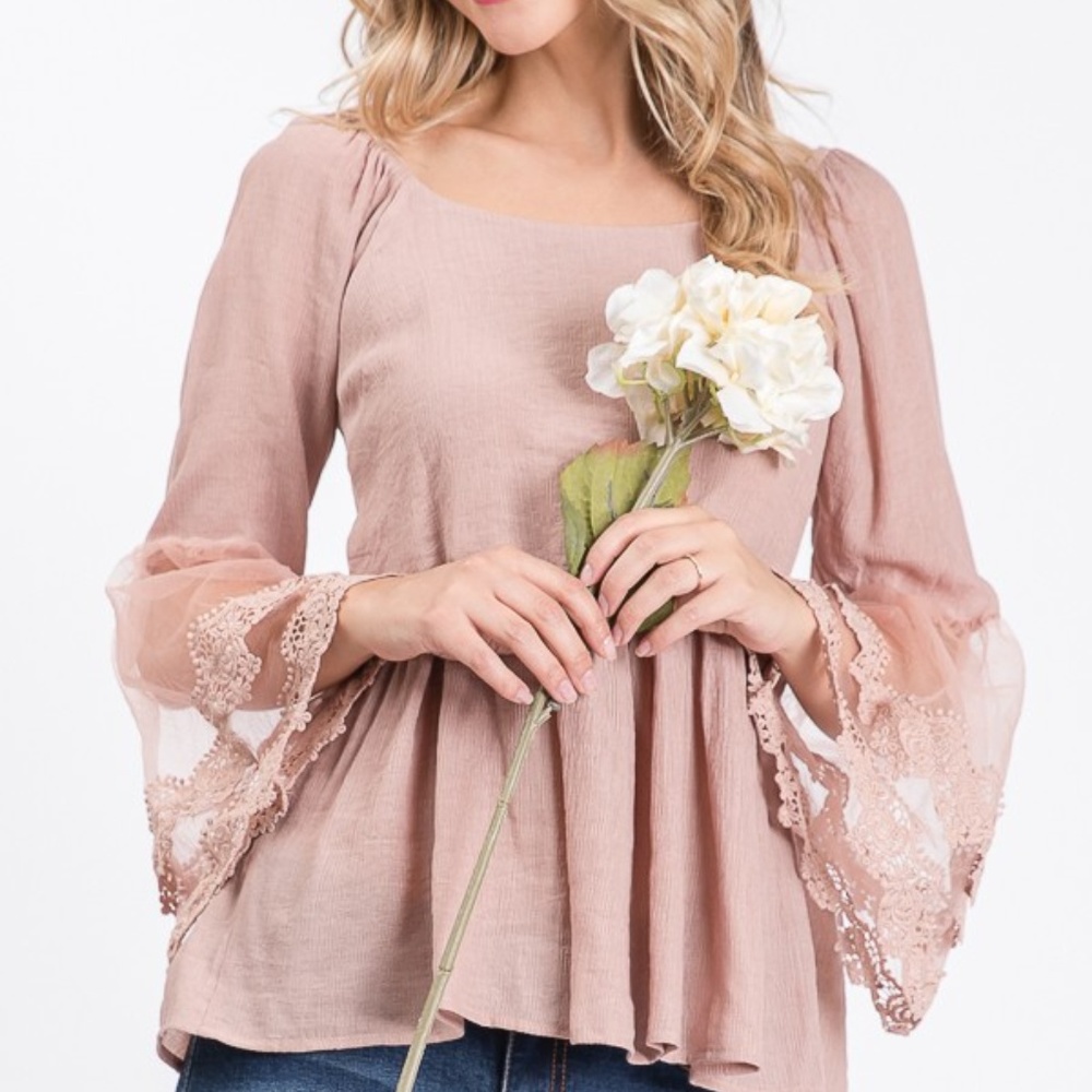 Lace Bell Sleeve Top - Picture 2 of 7